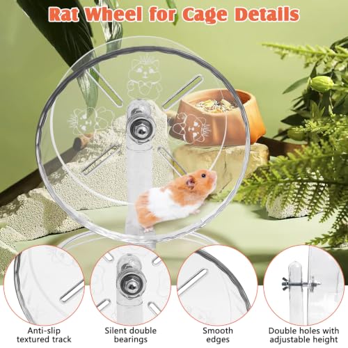 Hamiledyi Silent Hamster Wheel 7 Inch Small Animals Running Exercise Wheel with Adjustable Stand Quiet Hamster Running Wheel Toy Anti-Slip Texture Track Gerbil Exercise Toys for Mice Rat