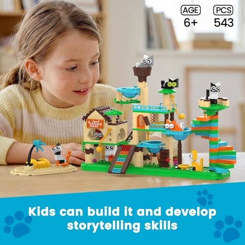 Cat Tree Building Set, Cat Climbing Tower Toy with Kitten Figures | Build a Cat Tree and 8 Cute Cat Figures with 543 Pieces, Fun Animal Building Toy for Room Decor, Birthday Gift for Kids 6+