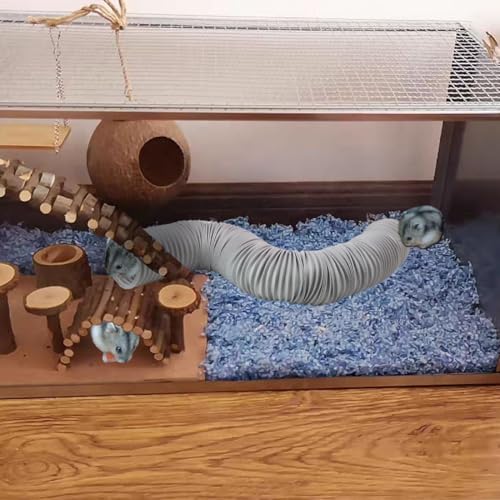 PINVNBY Plastic Hamster Cage Tunnels with Chew Toy,2 PCS Small Animal Folding Tube Guinea Pigs Training Hideout Tunnel 19 PCS Ferrets Cage Accessories for Mouse Gerbils Rats Mice(Gray) - color: 【Grey】