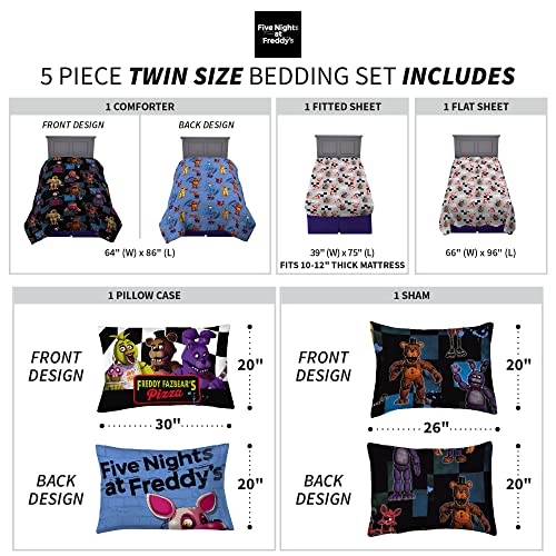 Franco Kids Bedding Super Soft Comforter and Sheet Set with Sham, 5 Piece Twin Size, Five Nights At Freddy's - color: Five Nights at Freddy's, size: 5 Piece Twin Size