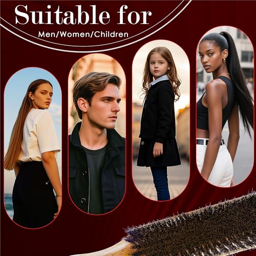 STYLEMATE Sapele Wood Boar Bristle Hair Brush for Women Men, Soft Slick Back Hair Brush for Thin & Fine Hair, Smoothing Hairbrush for Polishing, Deepening & Styling - size: 1 Count (Sapele)