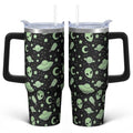 30oz Alien Stainless Steel Tumbler with Handle and Straw, Ufo Lover Insulated Cup Travel Coffee Mug Water Bottle with Lid and Straw, Women Gifts - color: Alien