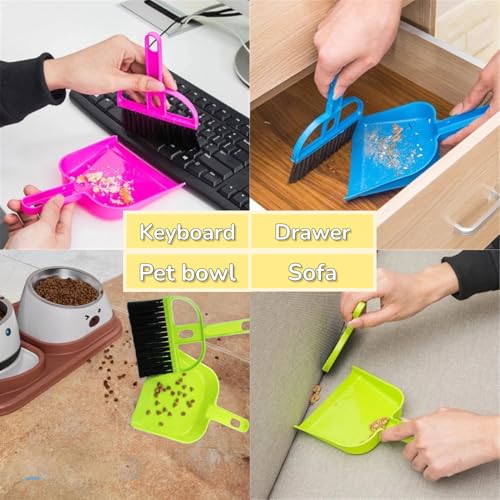 3 PCS Mini Brush and Dustpan Set Plastic Small Broom Used for Desk Home Kitchen, Cage Cleaner for Small Animals, Guinea Pigs Hamsters Chinchillas Rabbits (Mix Color - 3pcs) - color: Mix Color - 3pcs