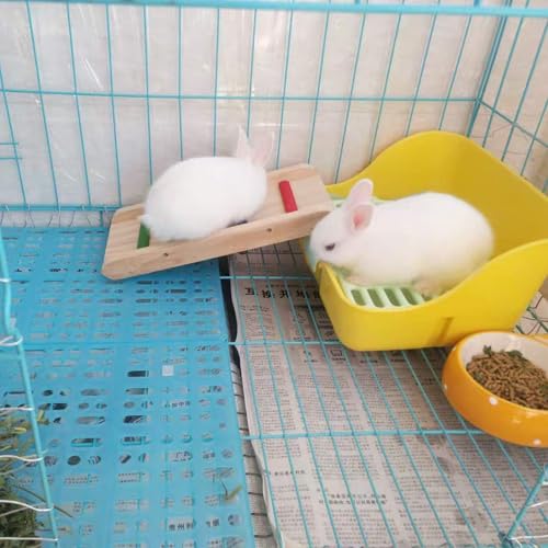 Hamiledyi 4 Piece Rabbit Feet Pad 13.4×9.8x0.4'' Hole Leak Water Design for Plastic Bunny Feet Pad Playpen Feet Mats Plastic Rabbit Cage Mat for Guinea Pig Hamster Chinchilla Ferret - color: 2 white+2 blue