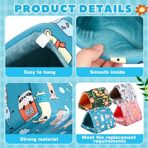 Cinnvoice 4 Pcs Guinea Pig Hideout, Guinea Pig Bed Tunnel, Rabbit Washable Small House Cage Accessories for Bunny Hedgehog Mouse Chinchillas Hamsters Ferrets Bearded Dragons Rats (Wonder Tale,7.9 in) - size: 7.9 in, style: Wonder Tale