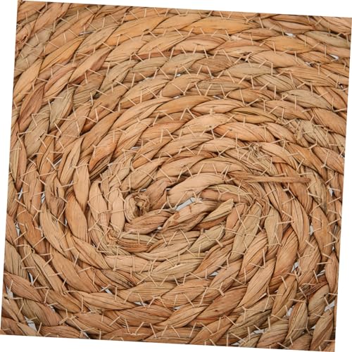 Natural Straw Breeding Nest Bowls, 5 Pack Woven Grass Rabbit Bedding Mats, 8 Inch Flat Bottom Cattail Fiber Hatching Cave for Quail Pigeons Bunnies, Edible Chinchilla Chew Toys