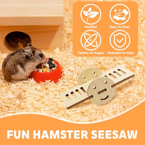 Tiny Hamster Maze Wood House - Fun Staircase House - Seesaw for Small Animals - Rat Mouse Hideouts Dwarf Gerbil Syrian Pet