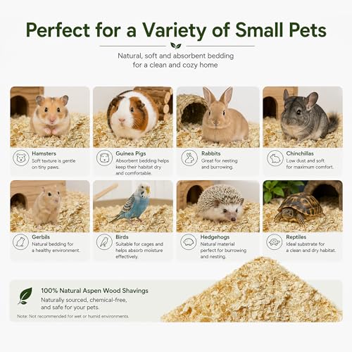 35oz Natural Aspen Wood Pet Bedding – Low Dust, Odor Control & Ultra Absorbent Shavings for Hamsters, Parrots, Guinea Pigs & Small Animals - size: 35oz