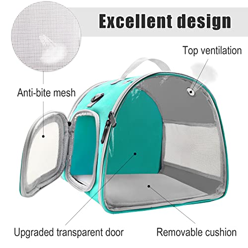 Small Animal Carrier Bag, Upgraded Portable Guinea Pig Carriers, Transparent Hamster Carrying Case, Reptile Rat Rabbit Bearded Dragon Hedgehog Carrier Bag for Travel, Hiking, Walking, Outdoor (Green) - color: Green