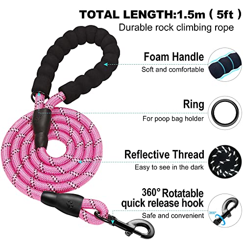haapaw Dog Harness with Leash Set, No Pull Adjustable Reflective Step-in Puppy Harness with Thickened Padded Vest for Extra-Small/Small Medium Dogs - color: Grey / Pink, size: XS