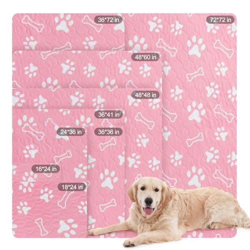 BEAUTYZOO 6 Pack Washable Pee Pads for Dogs, Reusable Puppy Pads for Potty Training, Waterproof Super Absorbent Whelping Pads Mats Non Slip Against Urine for Small Medium Dogs Cats, 16" x 24" - color: Pink, size: 16 X 24 Inch (Pack of 6)
