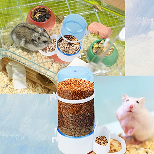 2 Packs Pet Feeder and Waterer, Self Dispensing Automatic Hamster Feeder, Food and Water Dispenser Set,Small Animal Dog Cat Pet Food Bowl, for Dogs Cats Pets Animals, 16x14cm, Blue (Blue) - color: Blue