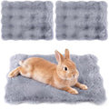 2 Pack Rabbit Mat, Soft Plush Bunny Bedding with Non-Slip Bottom, Washable Fluffy Guinea Pig Cage Liner, Small Pet Sleeping Pads for Hamster, Chinchilla, Gray Blue - color: Grey Blue