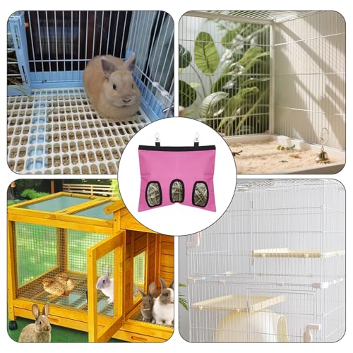 2-Pack Rabbit Hay Feeder Bag, Storage Guinea Pig Feeder Rack Bag, Oxford Cloth Fabric 3-Hole Hanging Bunny Hay Feeders Bag for Rabbits Chinchillas Hamsters Pets Bunny Supplies Accessories