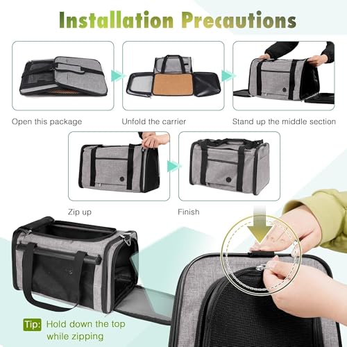 YUDODO 25lbs Cat Carrier Lightproof Soft Sided Pet Carrier for Large Cat | Airline Approved, Lightproof Breathable Design, Side Pockets, Durable Mesh, Foldable and Portable, Grey - color: Grey