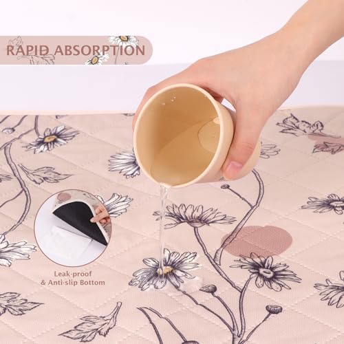 IEUUMLER Washable Pee Pads for Dogs, 2 Pack Non-Slip & Waterproof Whelping Pad, Reusable Puppy Potty Training With Fast Absorbent for Playpen EU007 (Pink Daisy, 30"X34"-2pcs) - size: 30"X34"-2pcs