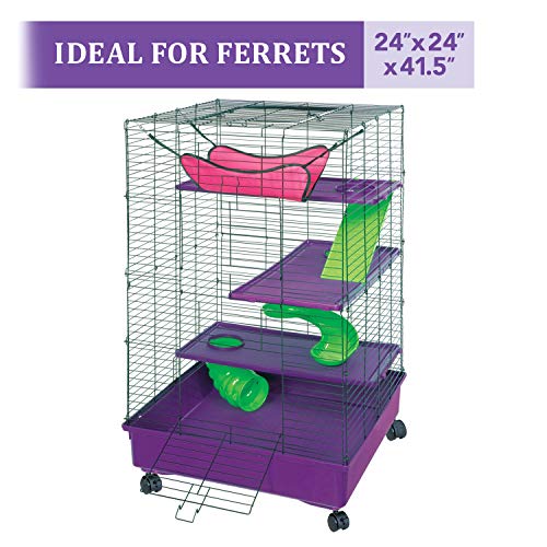 Kaytee My First Home Deluxe Multi-Level Habitat with Casters for Pet Ferrets 24" x 24" x 41.5"