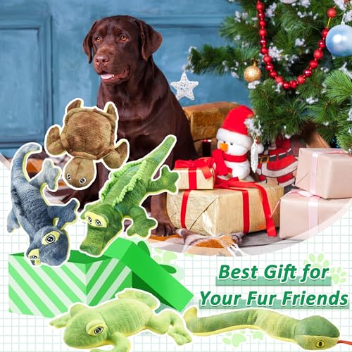 LECHONG Stuffed Animal Dog Toys, 5 Pack Tough Squeaky Dog Toys, Plush Toys Assortment, Great Value Pet Toys Bundle, Woodland Series Chew Toys for Large Medium and Small Dogs Puppy Pet Toys
