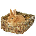 SunGrow Portable Grass Bed for Rabbits, Handmade and Washable Basket, Chew Toy, Easy to Dry, Sleeping, Chewing, Nesting Pad, Small Animal Bunny Bedding