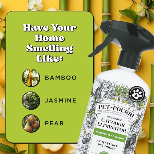 Pet-Pourri Smell Ya Litter Cat Litter Deodorizer Spray, Purrfectly Bamboo 3.4 Fl Oz, Up to 170 Uses, Pet Odor Remover with Essential Oils for Air, Carpet, Urine, Vet Recommended, Bergamot Bamboo Scent - size: 3.4 Fl Oz (Pack of 1)