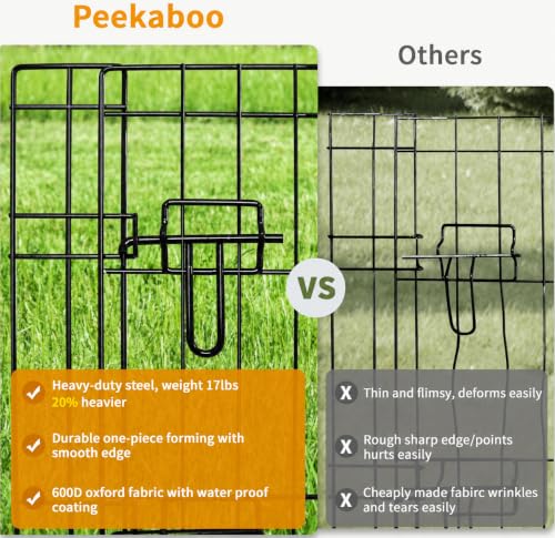Peekaboo Dog Playpen 24 Inch, 8 Panel Foldable Rustproof Pet Fence, Black | Sturdy Metal Pet Fence,Quick Folding Setup,Indoor and Outdoor Use,Climate Pledge Friendly Choice - style: Only playpen