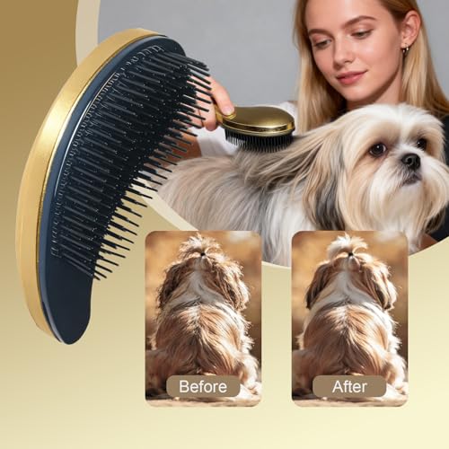 Small Dog Brush, Skin-friendly Soft Bristles (Rose Gold) | Puppy Hair Brush, Massage and Bath Supplies, Pet Grooming Tool for Teddy, Yorkies, Maltese, Shih Tzu, Chihuahua - color: Rose Gold