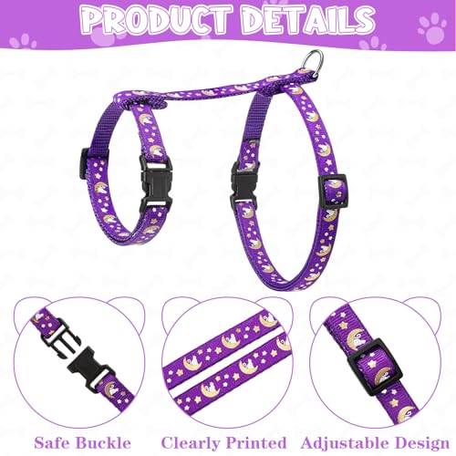 2 Pack Cat Harness and Leash with Collar Set, Escape Proof Cat Harness Adjustable Kitten Harness Glow in The Dark for Small Medium Cats | Adjustable Kitten Harness Glow in The Dark for Small Medium Cats - color: Multicolor