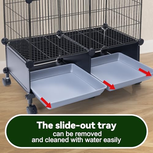 VISCOO Upgraded Encrypted Metal 46-Inch Bird Cage for Parrot Parakeets | Parakeet Cage with Wooden Perches, Slide-Out Tray, Water Bottle&Feeder for Cockatiel,Lovebird,Small Mid-Sized Birds - size: 24"L x 12"W x 46"H