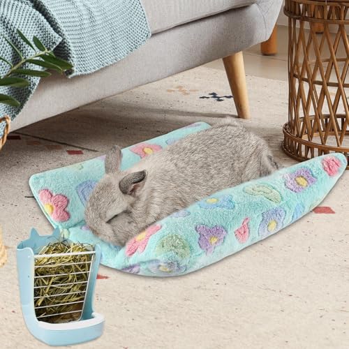 PETKNOWS Rabbit Bed,5.7" x 14" Padded Concave Nest for Small Pets | Plush Material, Cuddle Comfort, Concave Design, Lounger Pillows, Rabbit/Hamster/Guinea Pig Use, Easy Clean, 15.7x14"