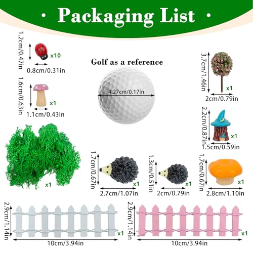 Fairy Garden Kit, 25 Pack, Fake Grass Mat and Miniatures Figurines Set, Fairy Garden Accessories, Micro Landscape Ornaments, DIY Mini House Decor