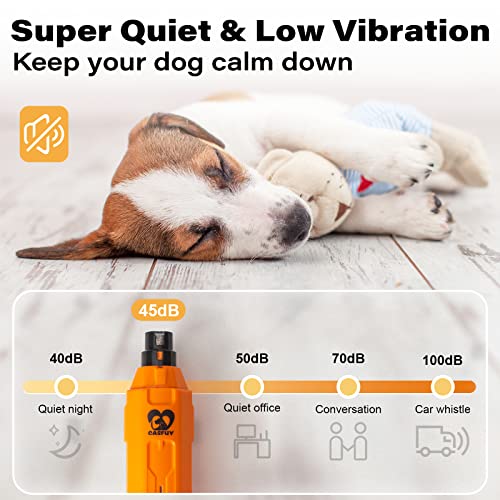 Casfuy 6-Speed Dog Nail Grinder - Newest Enhanced Pet Nail Grinder Super Quiet Rechargeable Electric Dog Nail Trimmer Painless Paws Grooming & Smoothing Tool for Large Medium Small Dogs (Orange) - color: C-Orange