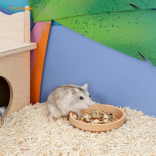 Niteangel Wooden Hamster Food Bowl: Beech Stable & No Pattern for Dwarf | Prevent Oil & Dust Small Animal Feeding Dish for Dwarf Syrian Hamsters Gerbils Mice Degus or Other Similar-Sized Small Pets - size: For Dwarf