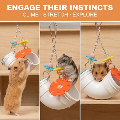 Rat Enrichment Toys, Wide Opening Rat Foraging Kit, Slow Feeder Hanging Fancy Mice Cage Accessories Puzzle Toy More Healthy, Easy-Clean Cage Accessories for Mice & Parrots