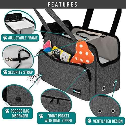 PetAmi Small Dog Purse Carrier, Soft-Sided Pet Carrier Bag with Pockets, Portable Puppy Cat Travel Handbag Tote, Airline Approved Breathable Mesh, Poop Bag Dispenser, Sherpa Bed, Max 18 lbs, Dark Gray - color: Heather Charcoal