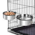 Water Bowl for Dog Crate, ShineMe 34oz & 25oz Stainless Steel Dogs Bowls, Dog Food and Water Bowl Set Mountable in Crate Kennel Cage, 2 Pack, Silver (6.2x2.6” & 5.5x2.4”) - color: Silver, size: M (34oz+25oz)
