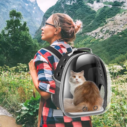 Cat Carrier Backpack, Pet Carrier Backpack Front Pack for Small Medium Cat Puppy Dog Carrier Backpack Bag Space Capsule, Pet Carrier for Travel Hiking Walking Camping (Black) - color: Black