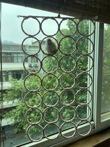 2 Pack Small Pet Rope Toys,Bird Rope Perch Climbing Net Ladder Hanging Hammock for Parrot (Parakeet/Cockatiel/Cockatoo/Macaw/Conure), Rat, Hamster, Mouse, Ferret (2Pcs) - size: 2Pcs
