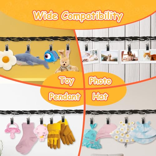 Munzong Stuffed Animal Storage Chain 80 Inch, 4pcs Black Hanging Storage | Stuff Animals Organizer Cotton Toy Display Chain with 80 Clips Toys Organizers Holder for Room Wall Corner Decor - color: Black, size: 4 Pack