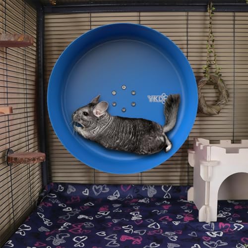 15" Aluminum Alloy Silent Chinchilla Exercise Wheel | Noiseless Running Wheel for Chinchilla, Rat, Hedgehogs, Squirrels and Small Pets (Blue) - color: Blue