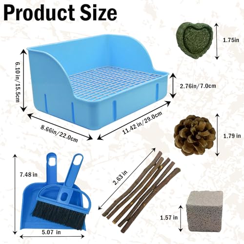 12Pcs Rabbit Litter Box for Cage, Bunny Potty Trainer Corner Guinea Pig Plastic Square Grate Toilet, Pet Bedding Litter Box for Small Animal Ferret Hamster Hedgehog (Blue) - color: 【Blue】