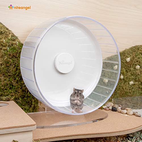 Niteangel Super-Silent Hamster Exercise Wheels: Quiet 11 inch Running Wheel | Can 11.6-15.4" Adjustable Height - No Bend Back Spinner Running for Dwarf Syrian Hamster Gerbils Mice Or Other Small Animal - color: White, size: Large