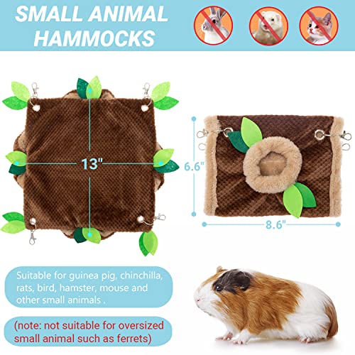 Guinea Pig Hideout, Fleece Rat Tunnel & Hammock Set House Cage Accessories | Small Animal Bed for Rat Chinchilla Hamster Hedgehog, Pet Hammock for Playing Sleeping