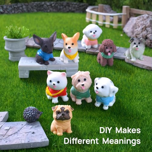 24 Pcs Mini Cat Dog Figurines, Realistic Resin Animal, Miniature Figurines | Hand-Painted Resin Cat & Dog. Ideal For Home Desk Decor, Garden Accents, Birthday Party Favors, Car Decor.