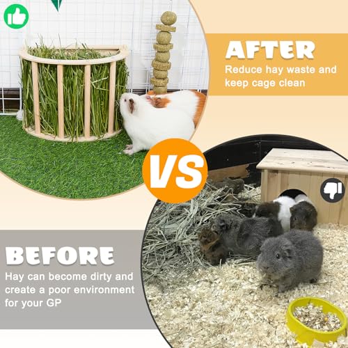 Unicorn Catcher Wooden Guinea Pig Hay Feeder, Large Hanging Rabbit Rack | Bunny Hay Holder Featuring A Large Capacity Wooden Design For Organized Feeding In Chinchilla And Ferret Cages - size: 1 PACK