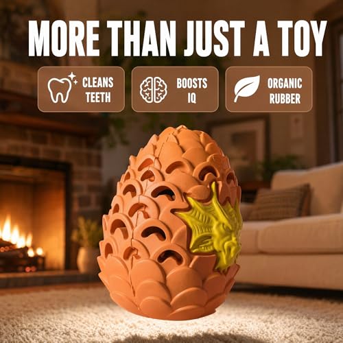 Dragon Egg Dog Chew Toys for Power Chewers - Toughest Indestructible | Treat Dispenser for Medium Large Aggressive Heavy Chewers, Interactive Puzzle, Easy Clean - color: Large 5.3IN Orange