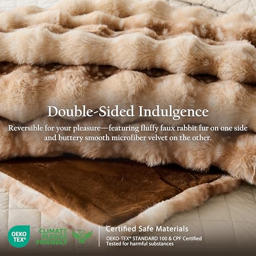 WDCOZY Deer Fawn Animal Print Bubble Throw Blanket, Luxury Faux Rabbit Fur Mink Plush Throw for Couch, Sofa and Bed, Soft Fluffy Fuzzy Cozy Blanket for Women, Thick and Warm, 60x80 inches, 950 GSM - color: Deer, size: Twin (60" x 80")