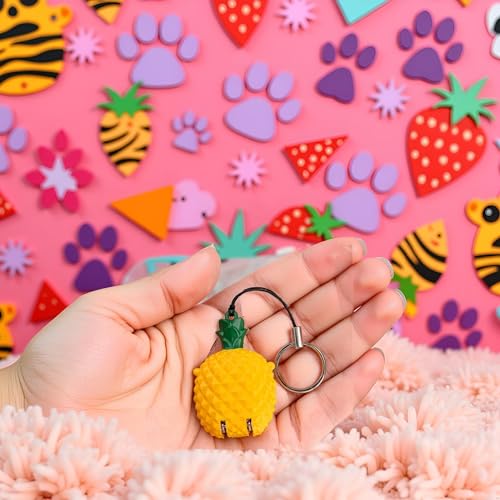 1Pc Yellow Cartoon Mini Foldable Nail Clippers, Creative Strawberry Panda Tiger Nail Cutter Stainless Steel Nail and Toenail Clippers with Keychain Fingernail and Toenail Clippers