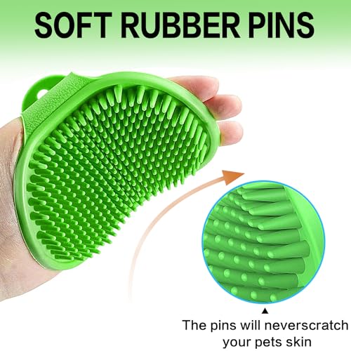 Dog Bath Brush, 2Pack Pet Grooming Brush Shedding Comb Shampoo Brush - color: Blue+green