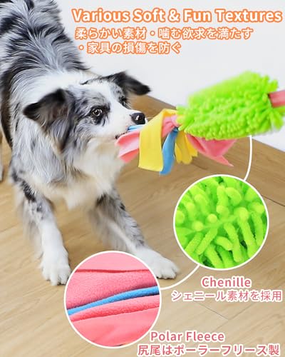 SCHITEC Tug Toy for Dogs, Bungee Tug of War Rope Toys with Squeaky Sound for Small Medium Large Dog, Puppy Training Pull Toy for Exercise & Interactive Play Games - style: Chenille+Long Handle
