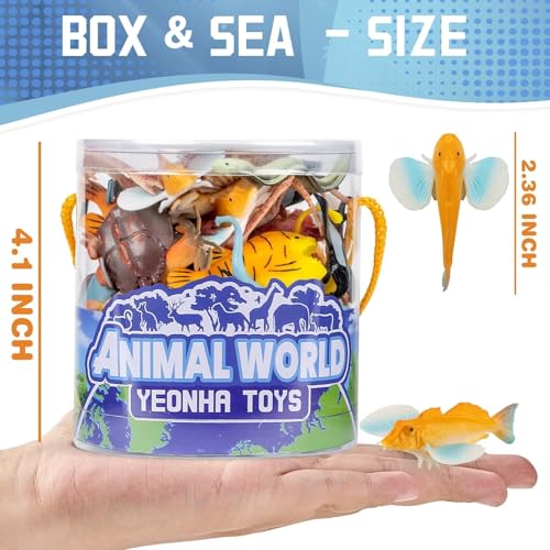 48 Piece Ocean Animal Toys with Gift Box, Mini Sea Creature Figures | Mini Vinyl Plastic Ocean Animal Figure, Themed Sensory Bins, School Project, Birthday Cupcake Topper Party Supplies, Preschoo
